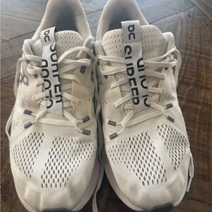 On Cloud Running Off-White Knit Running Shoes